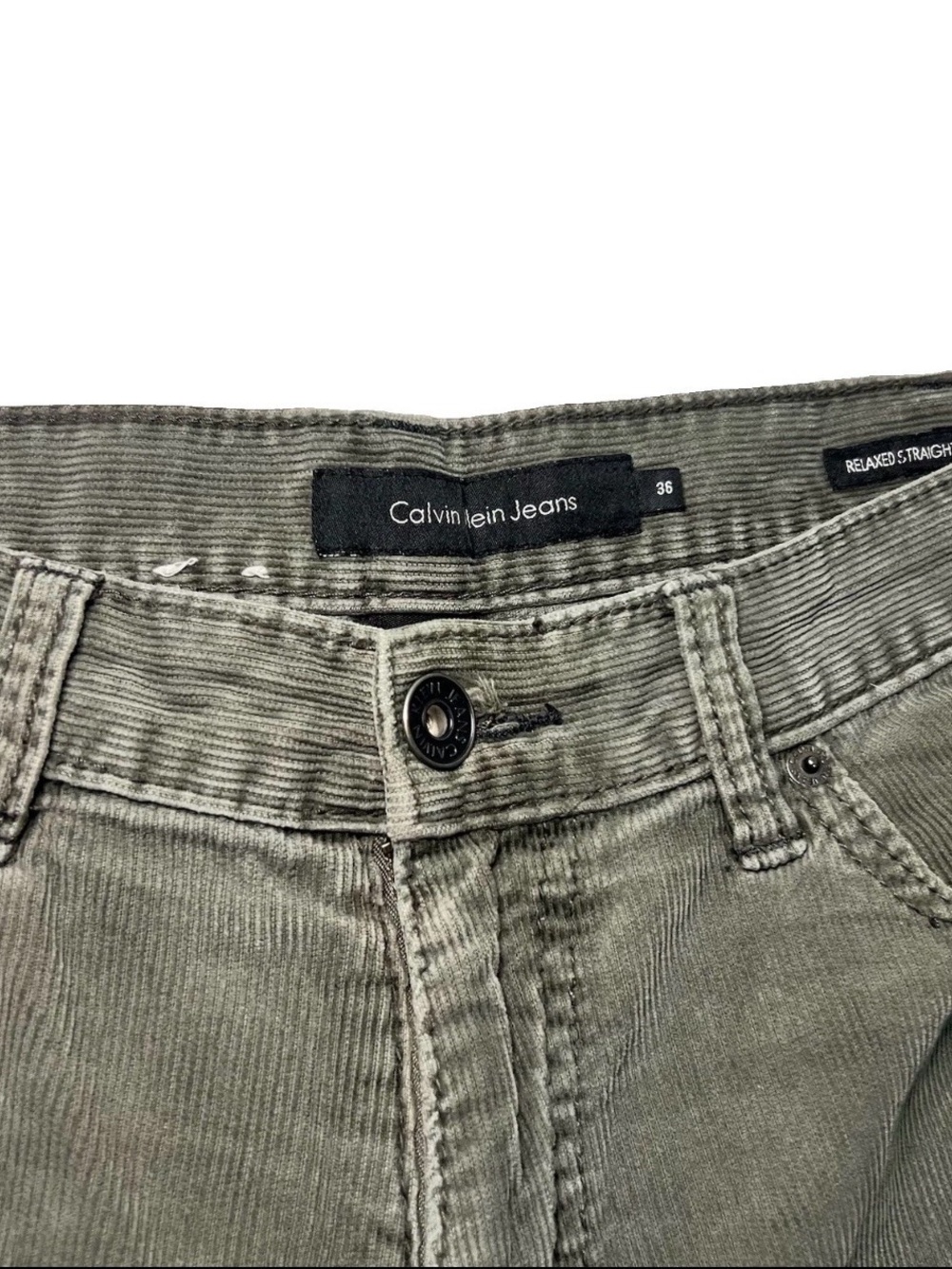 Calvin Klein Men's Light Beige Corduroy Pants 36 x 30 Relaxed Straight Leg - Picture 3 of 6
